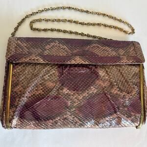 Vintage Bags by Supreme Snakeskin Python Clutch Shoulderbag 1970s-1980s